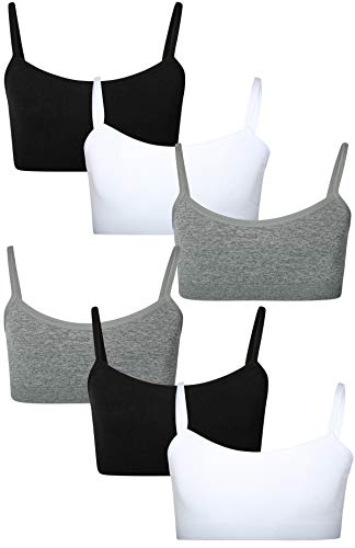 Only Girls Nylon/Spandex Seamless Training Bra (6 Pack), Black/White/Grey, X-Large - 14