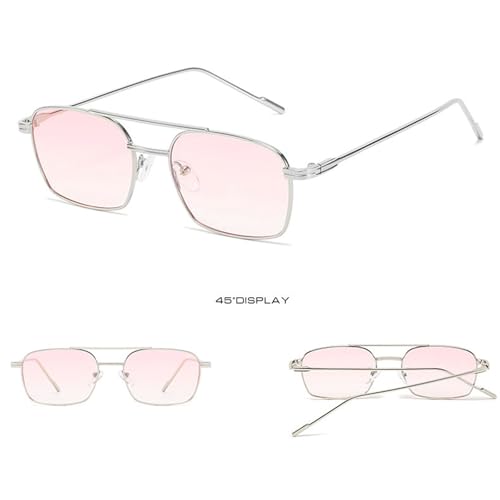 willochra Fashion Square Pilot Sunglasses Women Men Trendy Retro Gold Metal Double Bridge Outdoor Sun Glasses UV4002