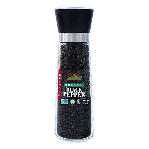 Himalayan Chef Organic Black Pepper Refillable Glass Grinders, 6.40 ounces