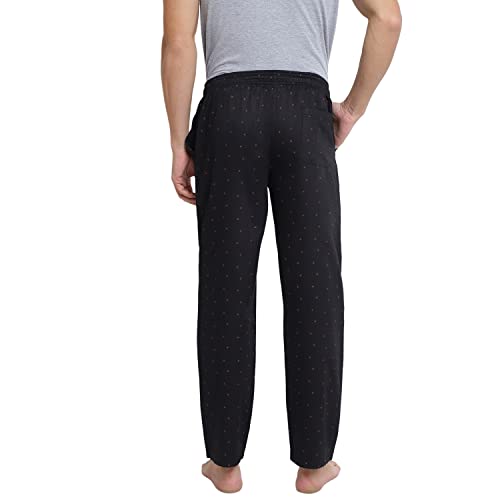 Image of Van Heusen Men Athleisure Allover Print Pyjamas - 100% Combed Cotton - Drawstring Waist, Ultra Soft 50082 APP13 M, Black, Medium
