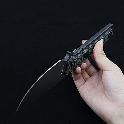 Full Tang Tactical Hunting Knives A2 Steel Fixed Blade Utility EDC Tool with G10 Handle Knives Use for Outdoor Camping Survival Fishing (Army Green Handle)