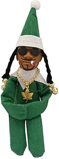Snoop On A Stoop Christmas Elf Doll Handmade Black Handmade Hip Hop Doll Plush Toys for Home Office Garden Holiday Festival Decorations