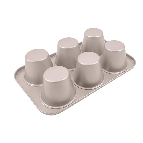 OGIBRIDI Molde para Muffins y Cupcakes Antiadherente - 6 Cavidades para Brownies, Pudding, Tarta - Diámetro 8,9cm, Altura 7,6cm