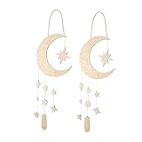 Abaodam 2個月と星の木製吊り飾り シンプルでエレガントなデザイン 自然素