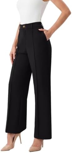 GRECERELLE Damen Hosen Elegant Anzughose Lässig Stoffhose High Waist Hose | Anzughose mit Taschen, Büro，Business Outfit,Wide Leg Palazzo,Freizeit Sommerhose, Lässig,Weite hose dame