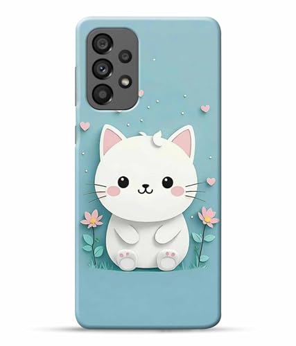 Image of Printed Hard Back Case Cover & Compatible for Samsung Galaxy A73 5G / Samsung A73 5G | Cat Vector Painting (Multicolor) - D1192