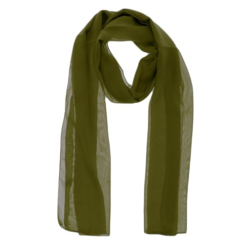 WESTEND CHOICE Ladies Chiffon Scarves Women Plain Neck Scarf Soft Headwrap Girls Headscarf Sheer Wrap womens scarves & wraps 150x45 cm (Olive)
