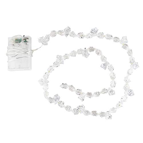 Preisvergleich Produktbild LED-Lichterkette / batteriebetrieben / mit transparenten Kristallnuggets / 20 LED-Lämpchen in Warmweiß / Tisch-Deko für Innen / mit Timer (6 Stunden AN / 18 Stunden AUS)
