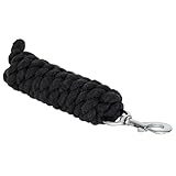 Start CottonWave Führstrick mit Karabinerhaken für Pferd – Baumwolle Anbindestrick Pferd, Führleine Pony, Robustes Anbindeseil Esel, Ziege mit Snap Karabiner (Schwarz, Karabinerhaken)