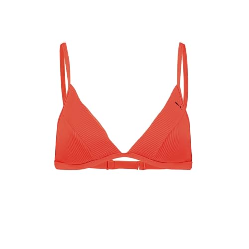 PUMA Womens Swimwear Ribbed Triangle Top Bikini, red Combo, X-Large