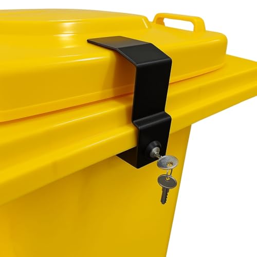 GARDIVO Cadeado de metal para caixotes de lixo e recipientes de lixo universal, 60 a 360 litros, fecho para caixotes de lixo sem perfuração, forte e resistente