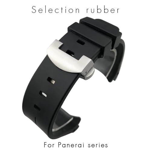 Bracelet montre caoutchouc silicone souple noir 24mm compatible Panerai PAM - 4