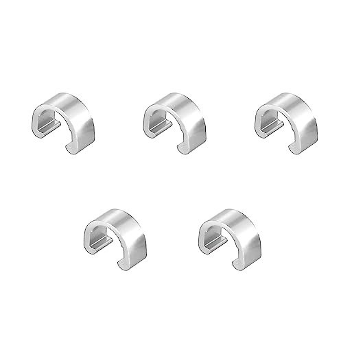 X AUTOHAUX 5Pcs Road Bicycle Moutain Bike MTB Brake Cable Derailleur Line Case Aluminum Alloy C Shape Buckle Clasps Outdoor Cycling Parts Silver Tone