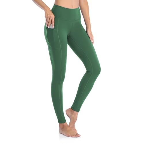 GIMDUMASA Leggings for Women Gym Yoga Pants with Pockets High Waist Workout Running Sports Activewear Fitness UK Lake Green