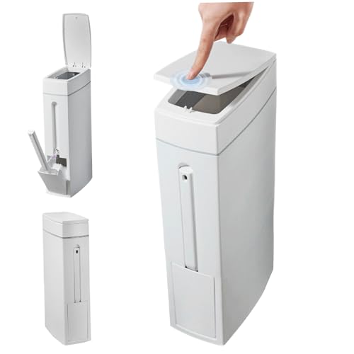 Poubelle WC étroite design moderne 4,5 L avec système de brossage de toilette