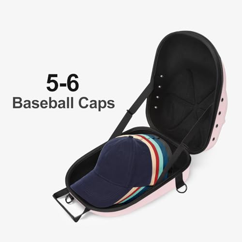 MOSISO Harte Tragen Hut Reiseetui für Baseballkappen, Mittel Hat Organizer Aufbewahrungs Tasche für 5-6 mit Schultergurt, Kappen Trägerhut Halter Schützt für Reisen & Hause Lagerung,Rosa