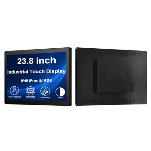 Image of VSDISPLAY 23.8'' 1920x1080 Industrial Touch Monitor IP65 Front Waterproof | IPS LCD Display,10-Point Capacitive Touch, with H /D VGA Interface for Industrial Outdoor Kiosk Use