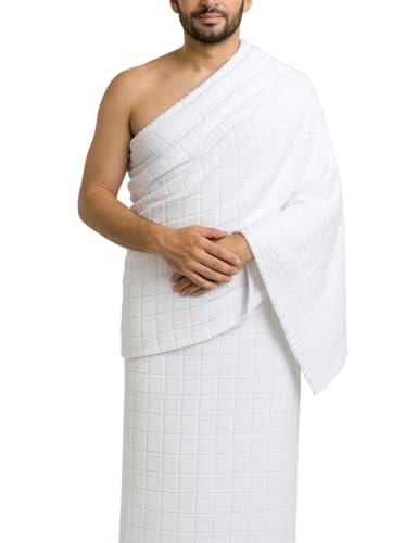 Sublime Offer Ihram Kleidung Ehram Set für Hajj und Umrah | 1000gr | 2 weiße Handtücher 110x220 cm | hygienisch, bequem & schnell trocknend