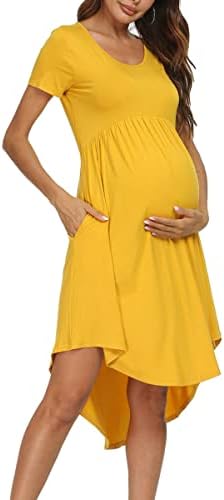 levaca Womens Summer Swing Casual Plus Size Maternity Midi Dress Yellow XXL
