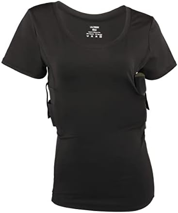 Lilcreek Women Concealed Carry T-Shirt, Concealment Scoop Neck Shirt, Gun Concealment Compression CCW Tactical Clothes Black XXL