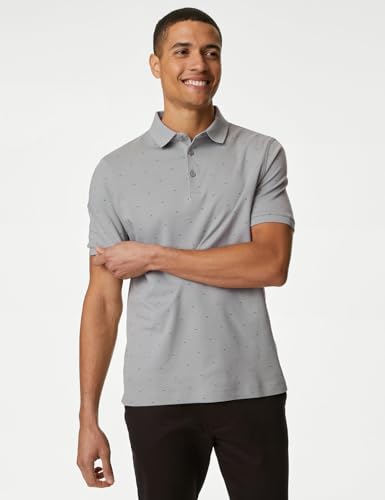 Image of Marks & Spencer Men's Geometric Regular Fit Polo Shirt