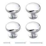 KASLCWA 4 Pcs Zinc Cabinet Knobs Silver Polished Cupboard Knobs, Round Mushroom Drawer, Cupboard Handles with Screws, 22mm Door Knob for Cupboards for Kitchen Bathroom Furniture