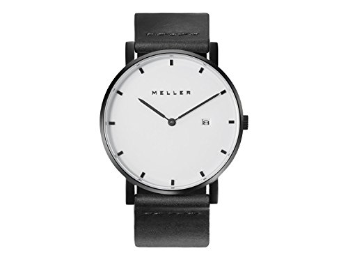 Preisvergleich Produktbild Meller Unisex Erwachsene Analog Quarz Uhr mit Leder Armband 1BW-1BLACK