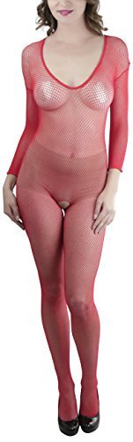 Image of ToBeInStyle Women's Long Sleeve Bodystocking Bodysuit Lingerie Regular & Plus Sizes