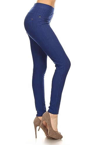 Image of Leggings Depot Women's Cotton Blend Stretch Pull-on Jeggings Casual Pants with Pockets (Available in Plus Size)