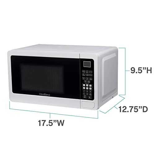 West Bend Wbmw71W Microwave Oven 700-Watts Compact With 6 Pre Cooking Settings, Speed Defrost, Electronic Control Panel And Glass Turntable, White #TOP5
