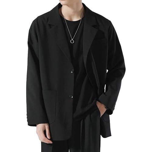 Men's Casual Stylish Solid Color Blazer Lightweight 2 Button Suit Jacket Loose with Pockets Sport Coat