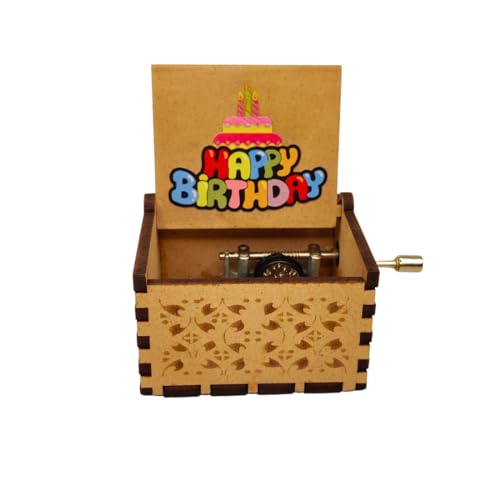 Image of Zesta Happy Birthday Musical Box Gift | Music Crank Mini Collectible for Girlfriend, Boyfriend, Husband, Wife | Unique Musical Gifts for Music Lovers | Vintage Wooden Box
