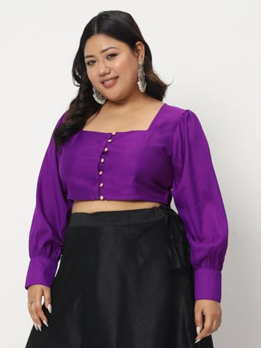 Image of studio rasa Women's Plus Size Chroma Button Down Crop Top for Wedding Festive Party