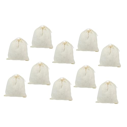 SOLUSTRE 10 Piezas Bolsas de Filtro de Algodón con Cordón para Infusiones y Reutilizables y Lavables para Filtrar y Especias