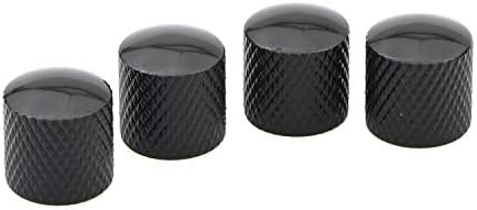 Swhmc 4Pcs Black Metal Guitar Control Knob Volume Tone Control Dome Knobs Guitar Bass Parts