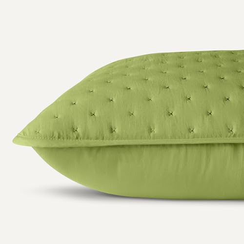 Image of Amazon Basics Brushed Microfiber Quilt Set, Extra Soft with Natural Texture, 2-Piece, Twin /Twin XL, Green