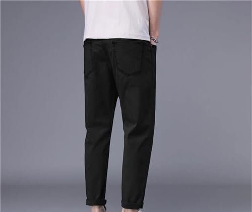 Men's Skinny Jeans Streetwear Slim Fit Denim Pants Solid Color Stretch Casual Nine Length Classic Trousers4