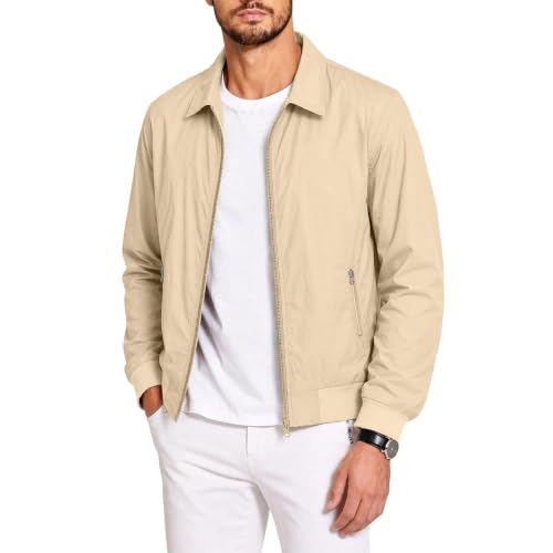 Windbreaker Jackets for Men Collared Full Zip Bomber Coat Pockets - image 7
