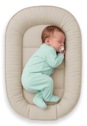 NATILU Babynest 60×90 cm Velvet, verstellbar, tragbar – Babynest für Neugeborene und Säuglinge (BEIGE)