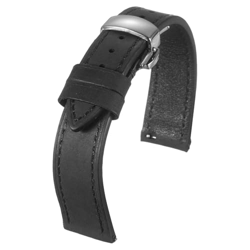Bracelet de montre en cuir vintage avec boucle papillon en acier chic