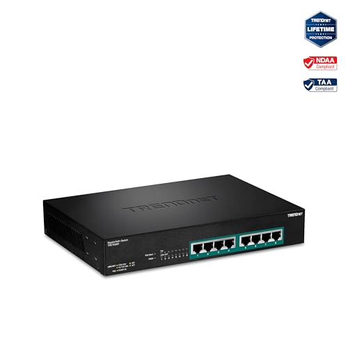 Image of TRENDnet 8-Port Gigabit Full Power Poe+ Switch, 8 x Gigabit PoE+ Ports, 240W Power Budget, 16Gbps Switching Capacity, Rack Mountable, Ethernet Network Switch, Metal, Lifetime Protection, TPE-TG80F