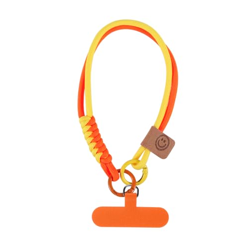 Votvloay Cordon Telephone Portable Universelle Cordon Telephone Portable avec Patch, Sangle Réglable Nylon, Collier Compatible avec Tous Les Smartphones et Plupart des Coques de Téléphone,Orange