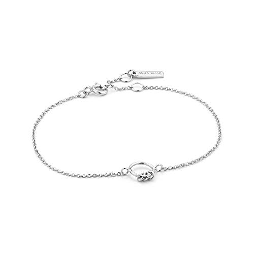 ANIA HAIE 925 Sterling Silver Layering Simple Three Interlocking Circle Dangle Bangle Bracelet, Silver