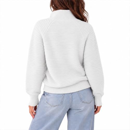 Striped Sweater Women 1/4 Zip Pullover Knit Sweater Mock Neck Sweaters - image 4