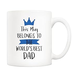 5Aup Fathers Day Christmas Gifts Funny Dad Coffee Mug from Son Daughter, This Mug Belongs to the World’s Best Dad Cups…