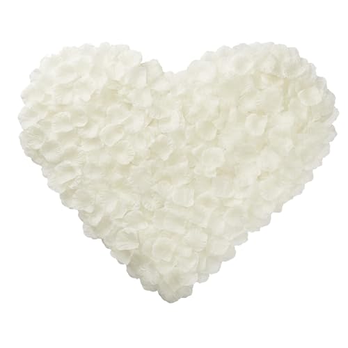 Lafefe 1200 Pièces Pétales de Rose Blanche Artificielle - Jetables pour Mariages, Saint Valentin, Anniversaires, Ambiance Romantique - Blanc