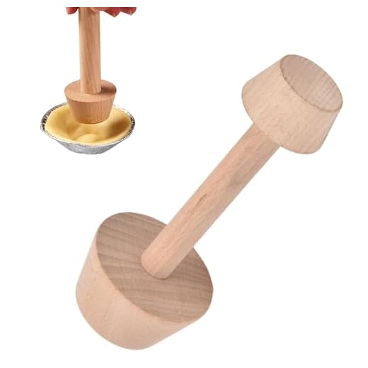 Tissting Deegstamper, kruidenstamper, 14 cm, hout, taartstamper met Ø 4 cm, 6 cm, dubbele stampschijven, taartjesstamper, deegstamper, taartvorm voor taarten, muffins, zuurkool