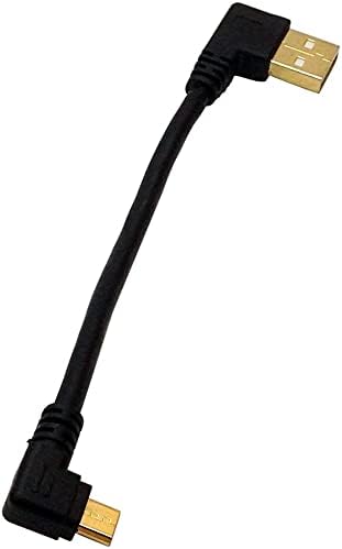 90 Degree USB 2.0 to Micro USB B Male Cable Gold Plated Right Angle Data Sync and Charge Extender Lead (10cm,Black)