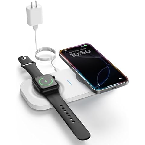 CIYOYO Wireless Charging pad, 2 in 1 Wireless Charger for Apple iPhone 15/14/14 Pro/13 Pro Max/Pro/Mini/12/11, Airpods 3/2/Pro, Wireless Phone Charger for Samsung S22/S21, Dual Charging Pad, 10W Cover