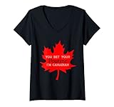 donna citazione canadese divertente poutine regalo maglietta con collo a v